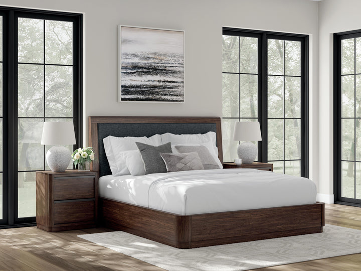 Dilenno King Upholstered Panel Bed - Dark Brown (2)