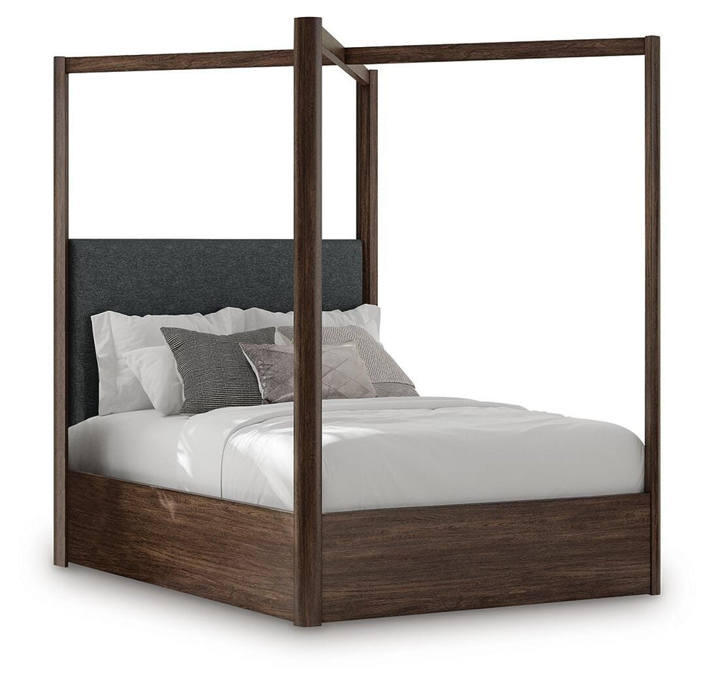 Dilenno Queen Canopy Bed - Dark Brown (1)