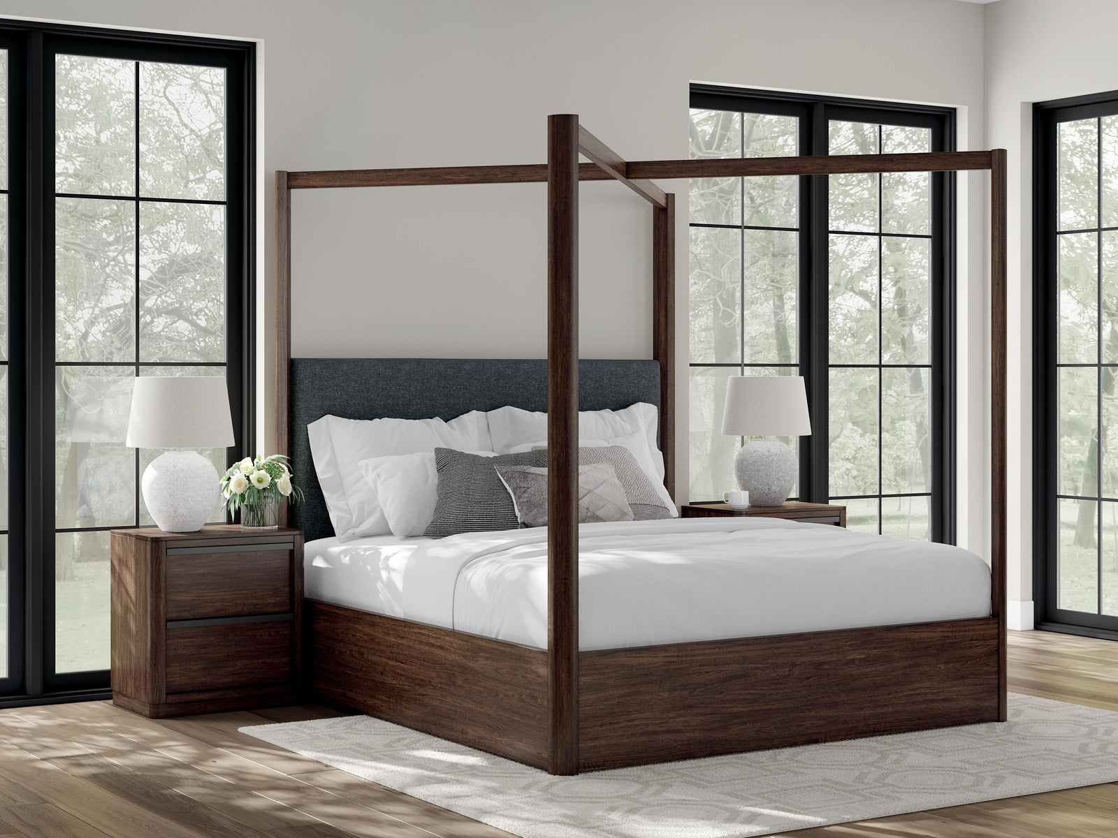 Dilenno California King Canopy Bed - Dark Brown (2)