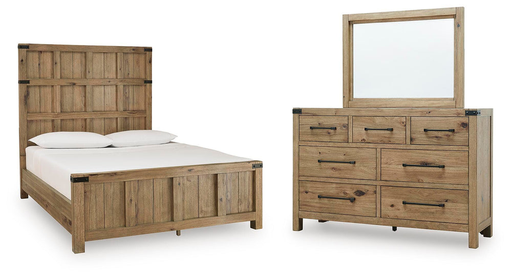 Ridgester Queen Panel Bed, Dresser and Mirror (1)