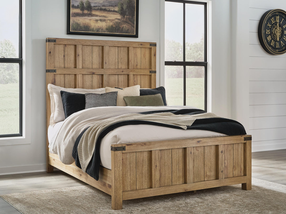 Ridgester Queen Panel Bed - Light Brown (2)