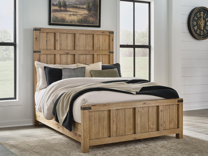 Ridgester Queen Panel Bed - Light Brown (2)