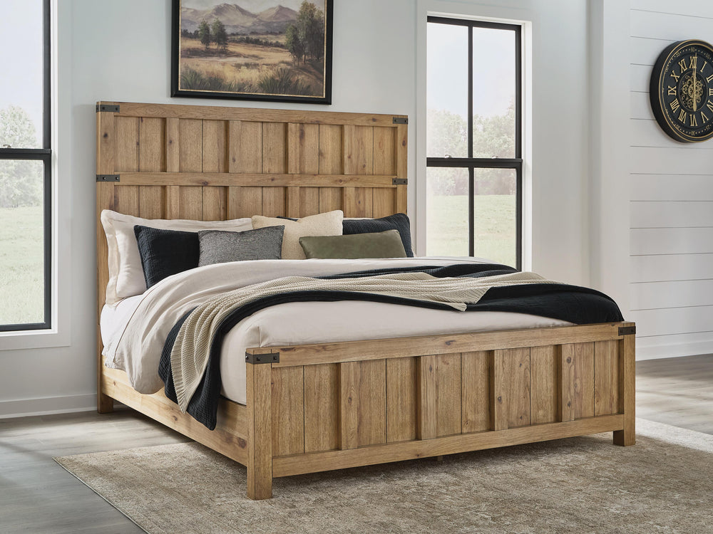 Ridgester King Panel Bed - Light Brown (2)