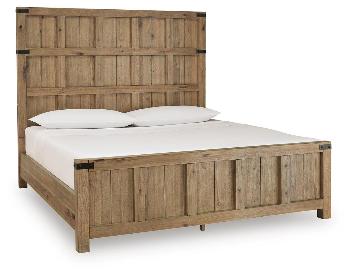 Ridgester King Panel Bed - Light Brown (1)