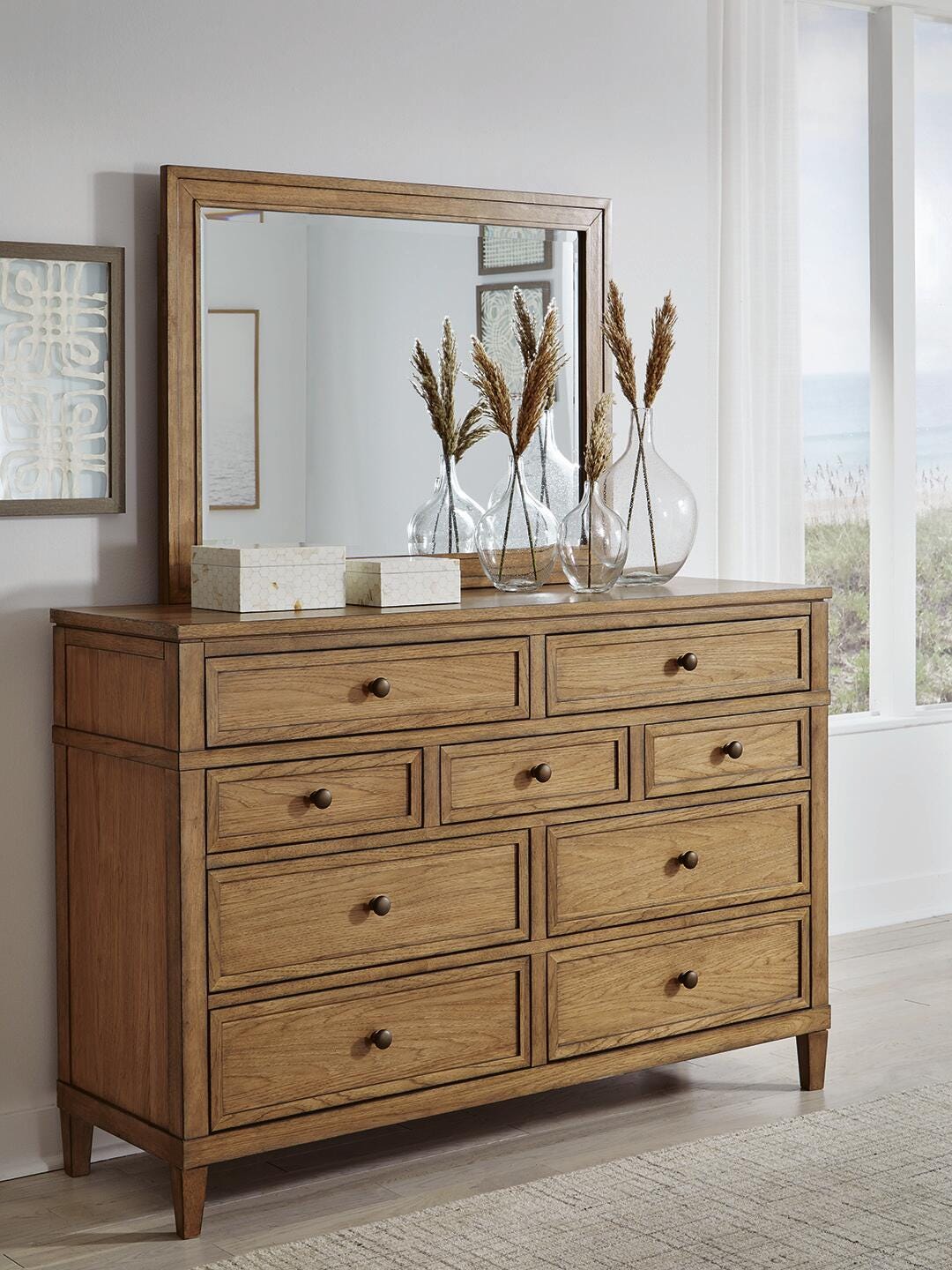 Sharlance Dresser and Mirror - Light Brown (2)