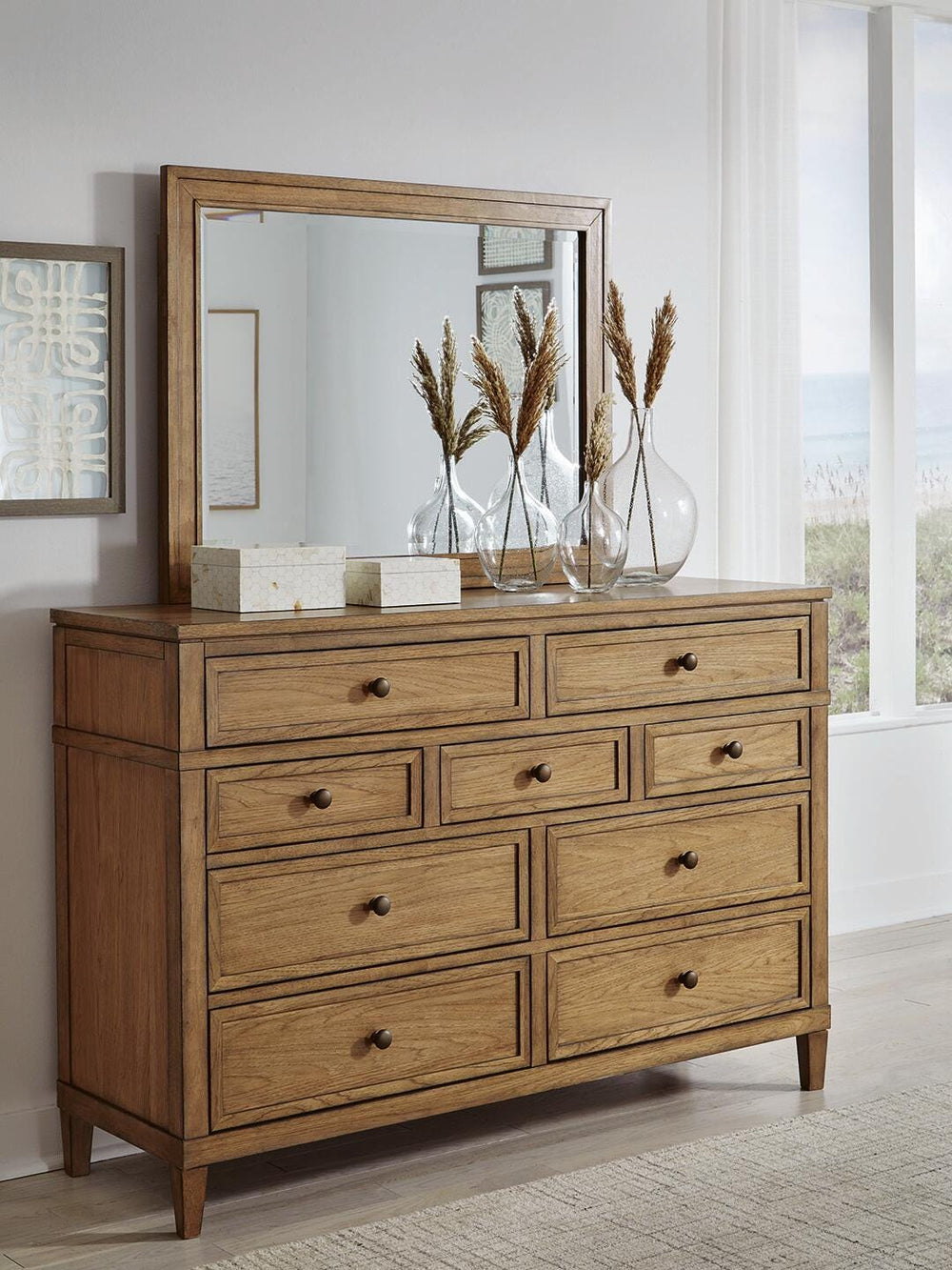 Sharlance Dresser and Mirror - Light Brown (2)