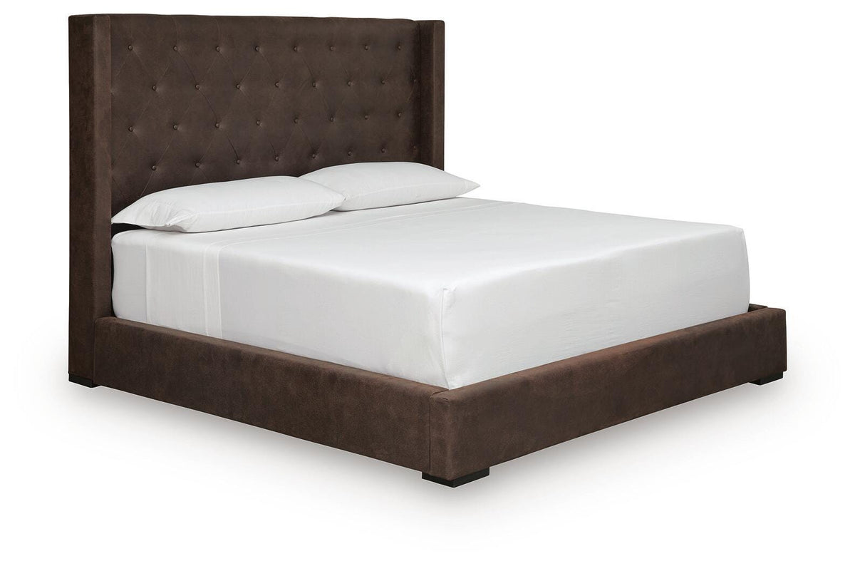 Lavernty Queen Upholstered Storage Bed - Coffee