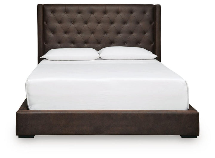 Lavernty Queen Upholstered Storage Bed - Coffee
