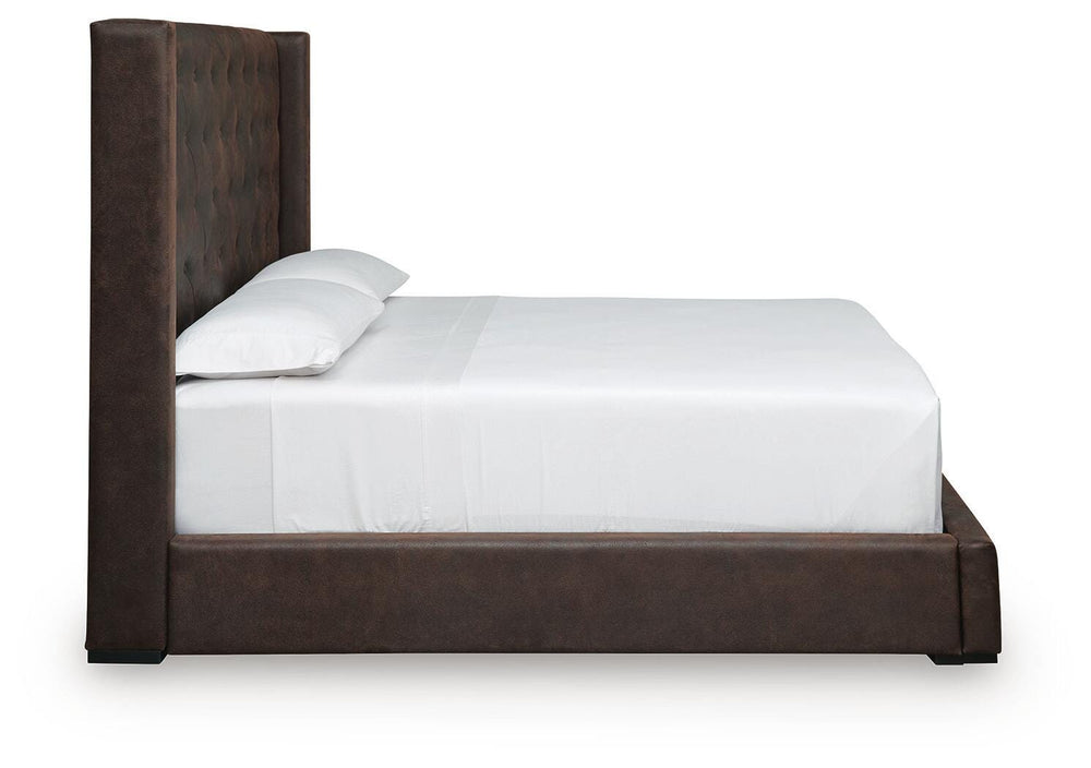 Lavernty King Upholstered Storage Bed - Coffee