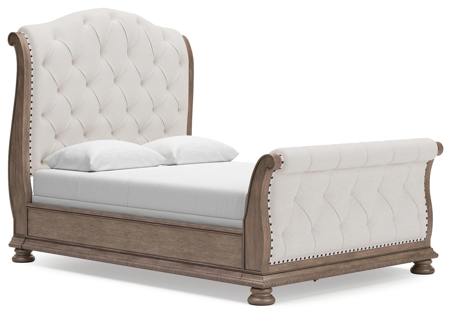 Ardenfield Queen Upholstered Sleigh Bed - Light Brown (1)