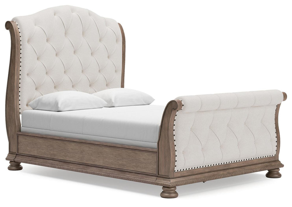 Ardenfield Queen Upholstered Sleigh Bed - Light Brown (1)