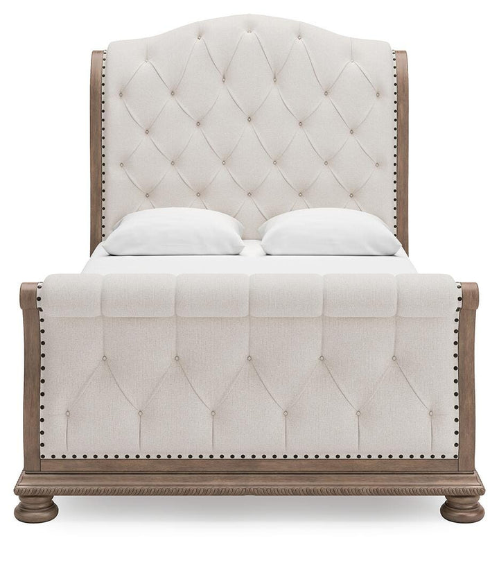 Ardenfield Queen Upholstered Sleigh Bed - Light Brown (3)