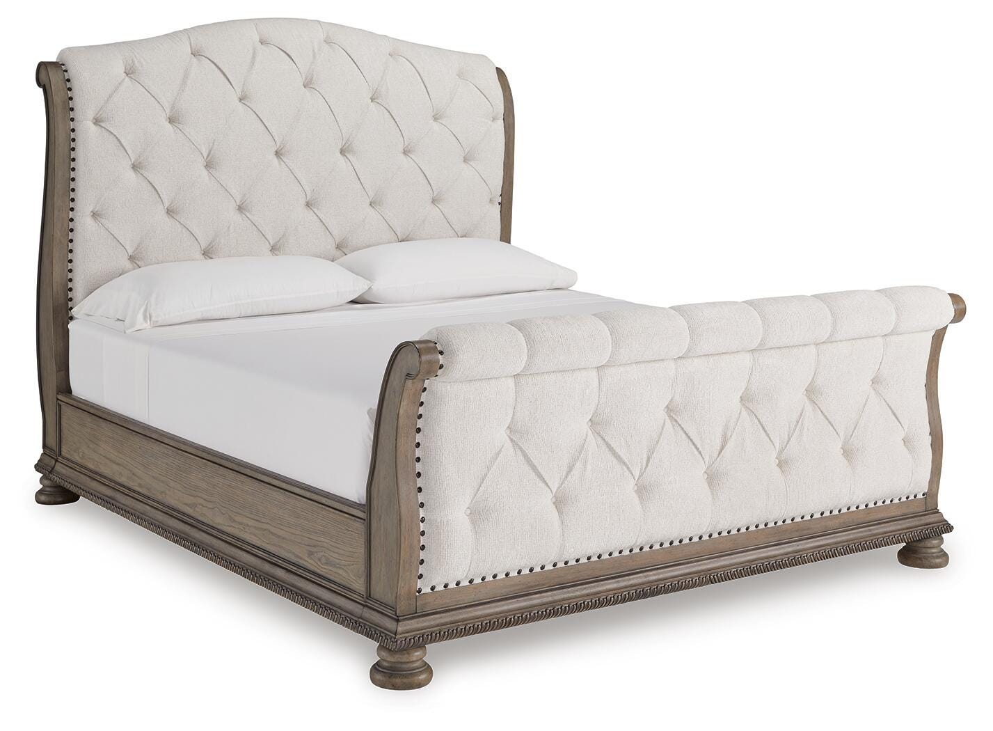 Ardenfield King Upholstered Sleigh Bed - Light Brown (1)