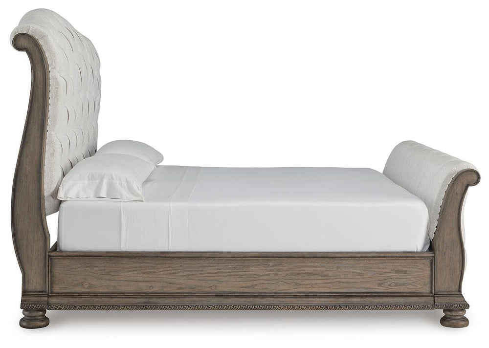 Ardenfield California King Upholstered Sleigh Bed - Light Brown (4)