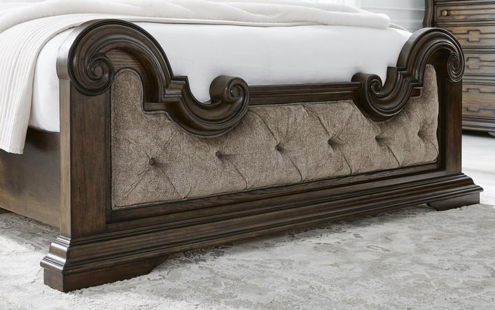 Maylee California King Upholstered Bed - Dark Brown (7)