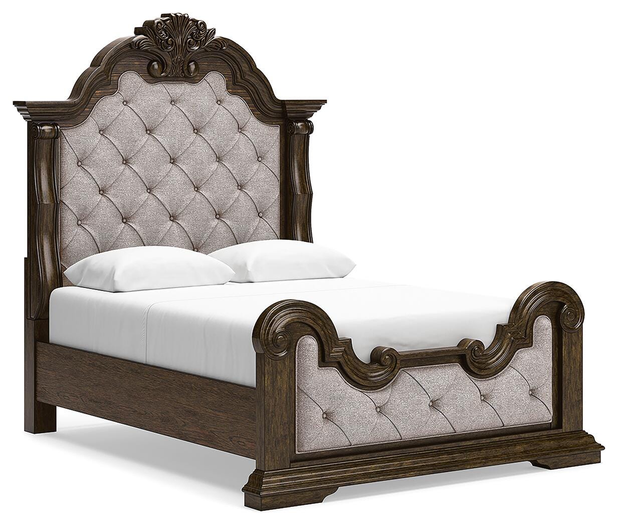 Maylee Queen Upholstered Bed - Dark Brown (1)