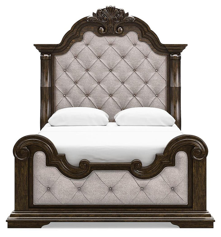 Maylee Queen Upholstered Bed - Dark Brown (3)