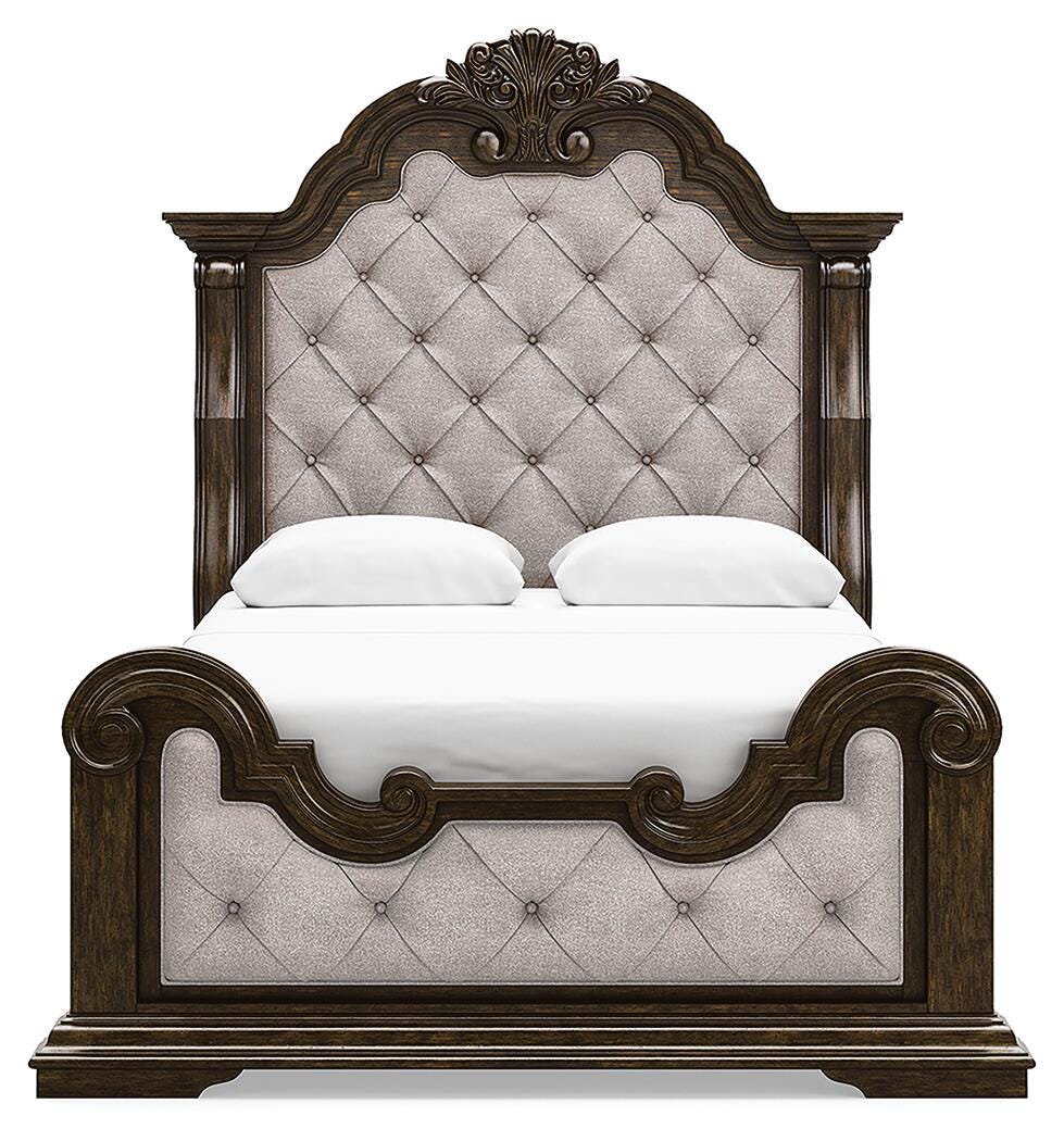 Maylee Queen Upholstered Bed - Dark Brown (3)