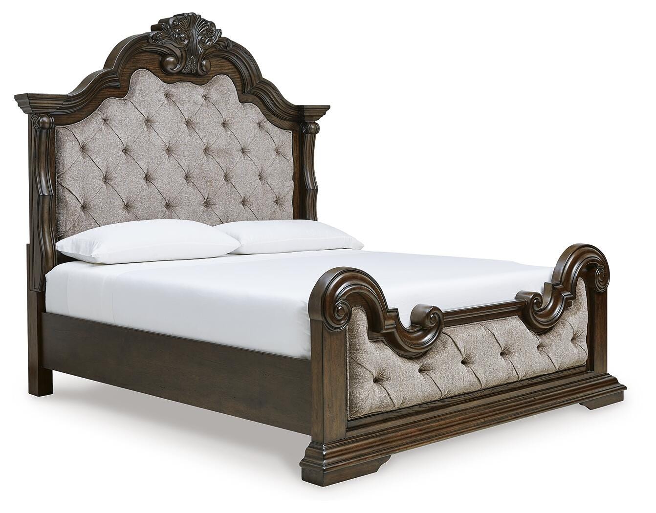 Maylee King Upholstered Bed - Dark Brown (1)