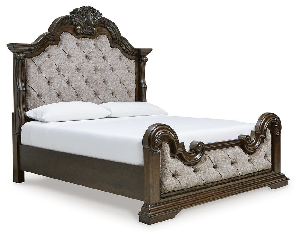 Maylee King Upholstered Bed - Dark Brown (1)