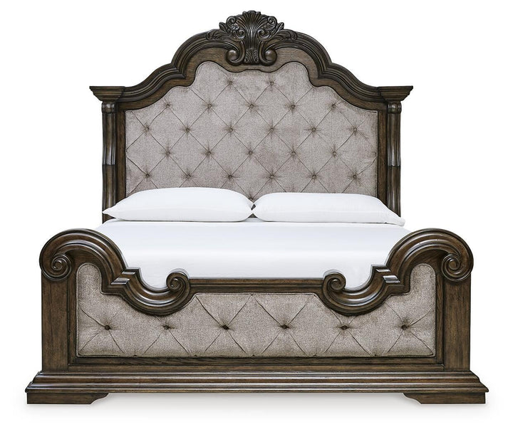 Maylee King Upholstered Bed - Dark Brown (4)