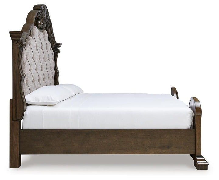 Maylee King Upholstered Bed - Dark Brown (5)