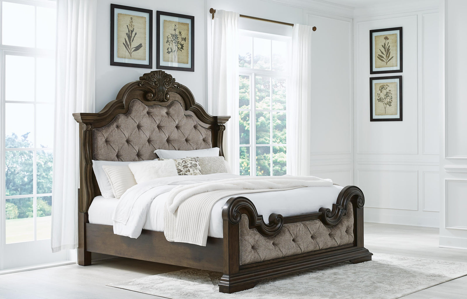 Maylee California King Upholstered Bed - Dark Brown (2)