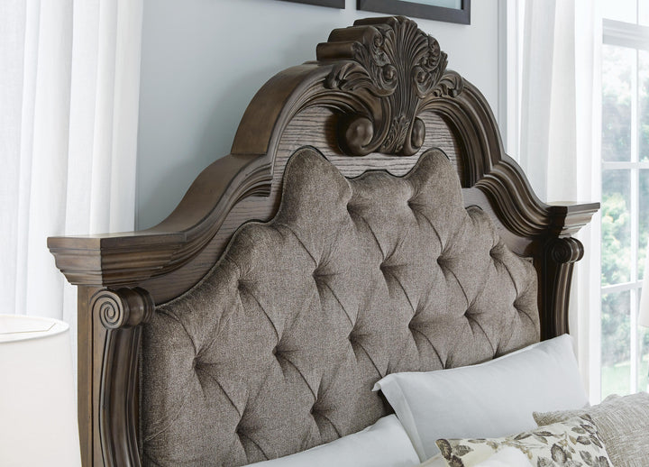 Maylee California King Upholstered Bed - Dark Brown (6)
