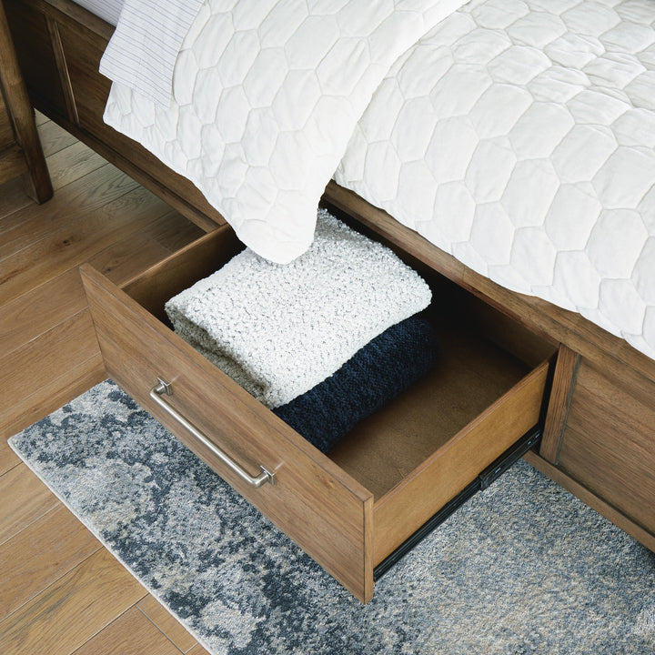 Cabalynn King Panel Bed with Storage - Light Brown (11)