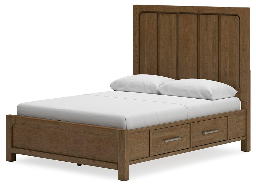 Cabalynn Queen Panel Bed with Storage - Light Brown (4)