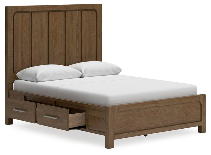 Cabalynn Queen Panel Bed with Storage - Light Brown (5)