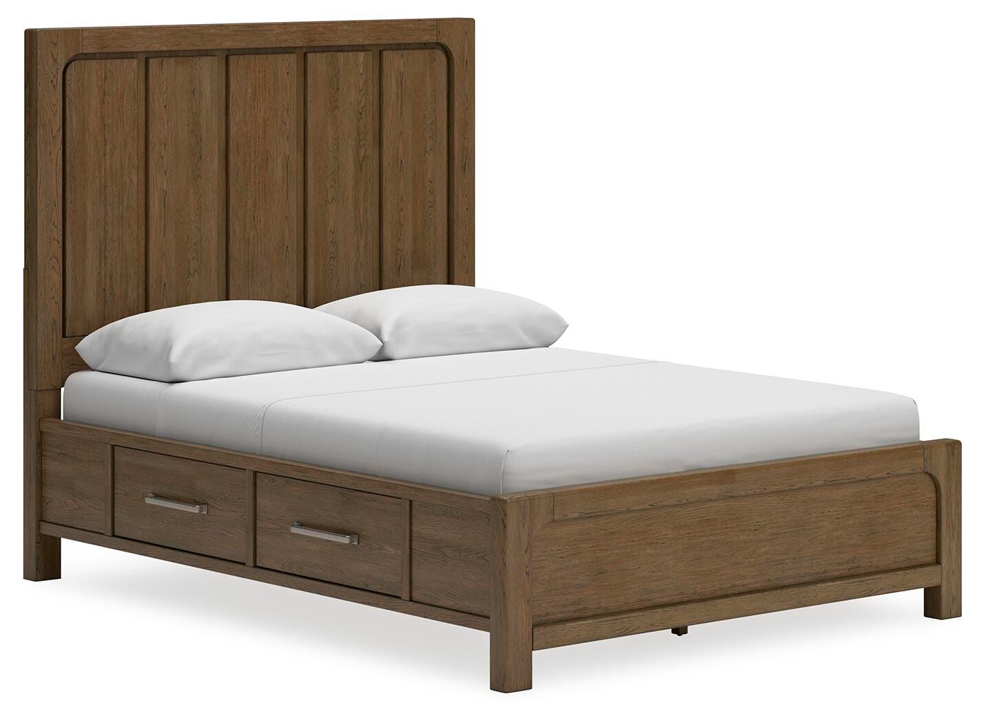 Cabalynn Queen Panel Bed with Storage - Light Brown (1)