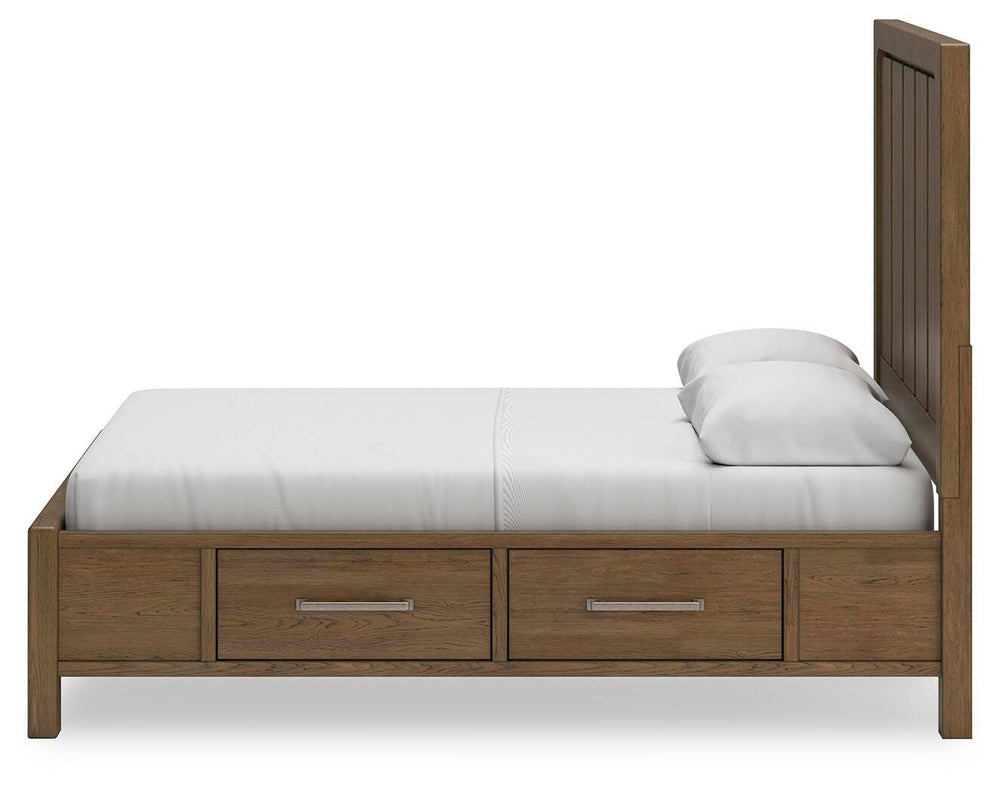 Cabalynn Queen Panel Bed with Storage - Light Brown (8)