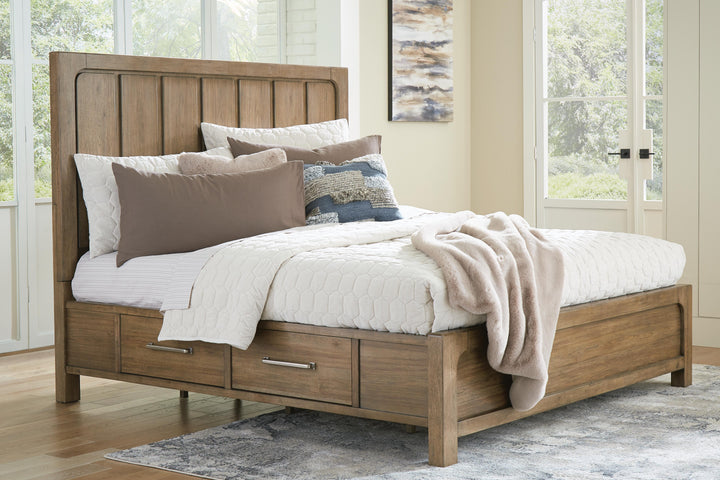 Cabalynn King Panel Bed with Storage - Light Brown (2)