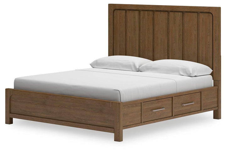 Cabalynn California King Panel Bed with Storage - Light Brown (4)