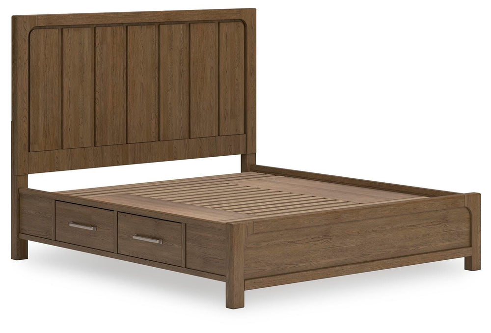 Cabalynn California King Panel Bed with Storage - Light Brown (3)