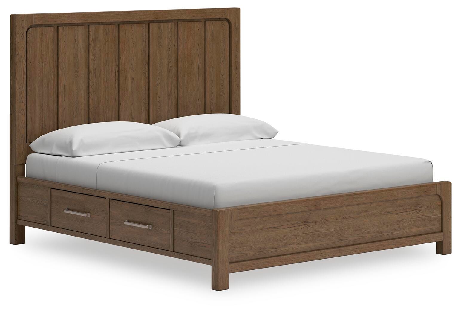 Cabalynn California King Panel Bed with Storage - Light Brown (1)