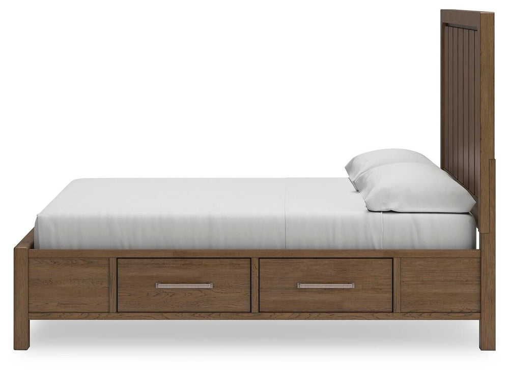 Cabalynn California King Panel Bed with Storage - Light Brown (8)