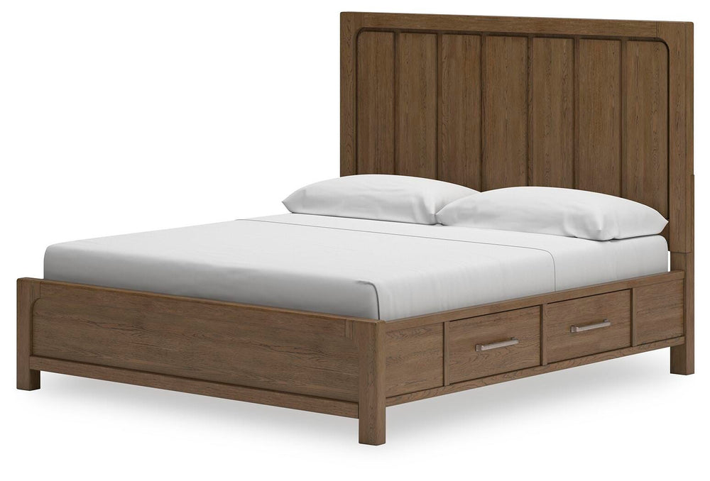 Cabalynn King Panel Bed with Storage - Light Brown (4)