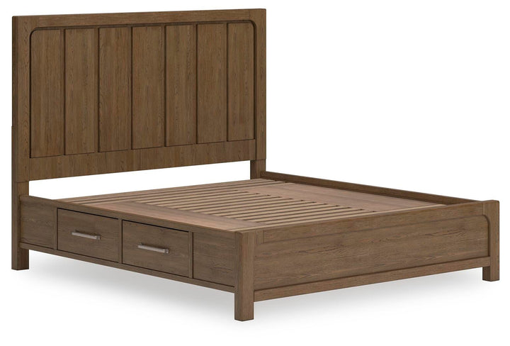 Cabalynn King Panel Bed with Storage - Light Brown (3)