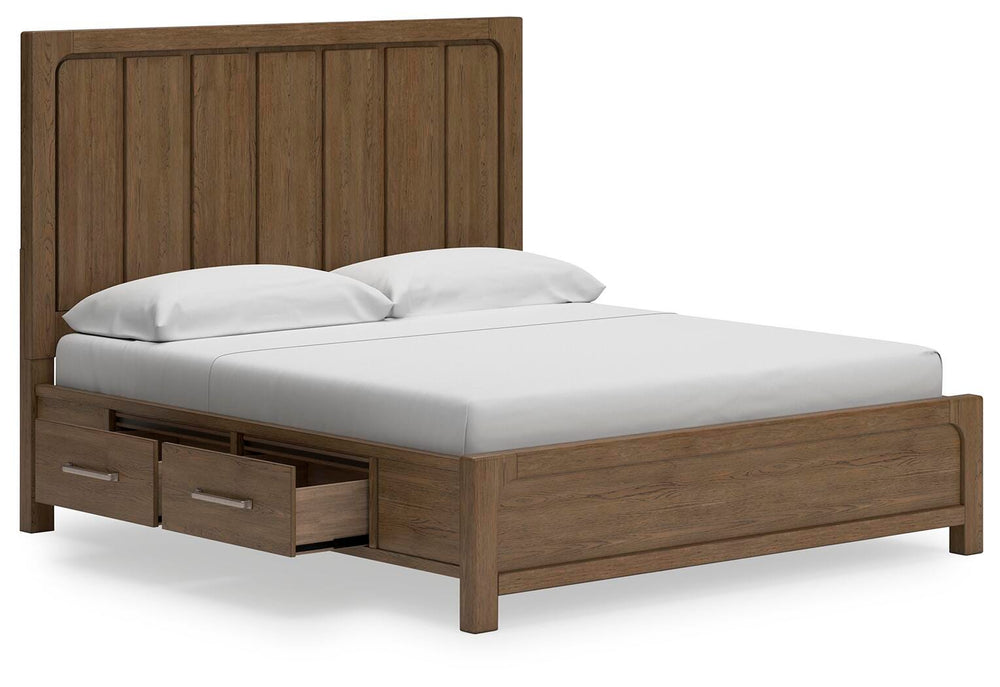 Cabalynn King Panel Bed with Storage - Light Brown (5)