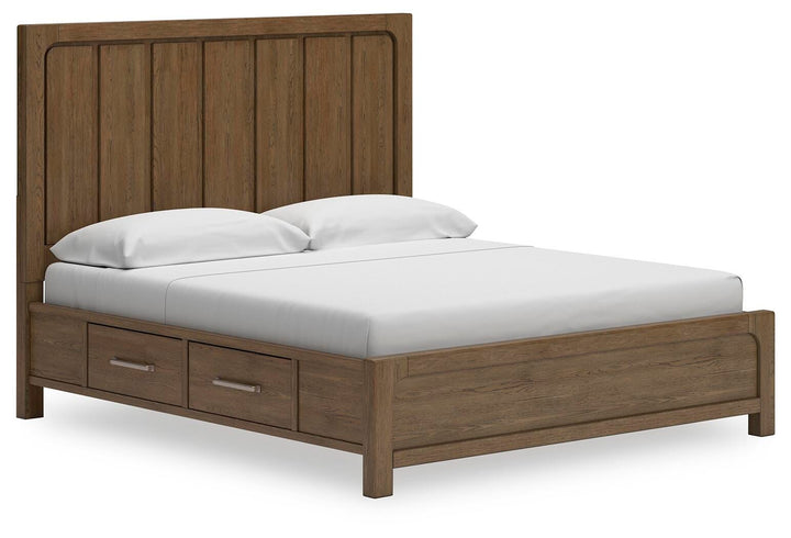 Cabalynn King Panel Bed with Storage - Light Brown (1)