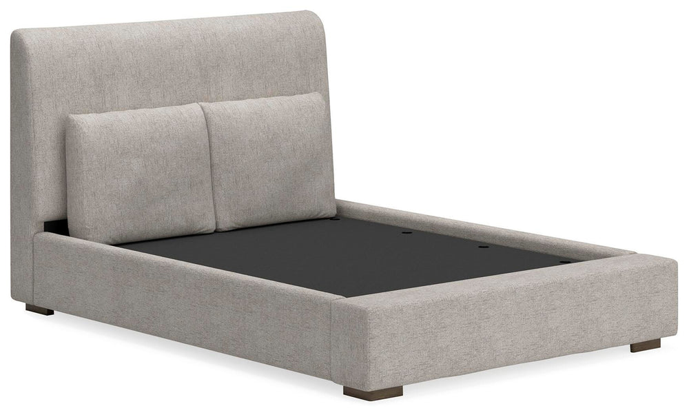 Cabalynn Queen Upholstered Bed, Dresser and Mirror - Light Brown (10)