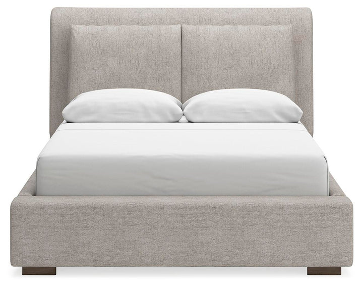 Cabalynn Queen Upholstered Bed, Dresser and Mirror - Light Brown (11)