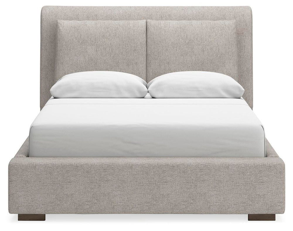 Cabalynn Queen Upholstered Bed, Dresser and Mirror - Light Brown (11)