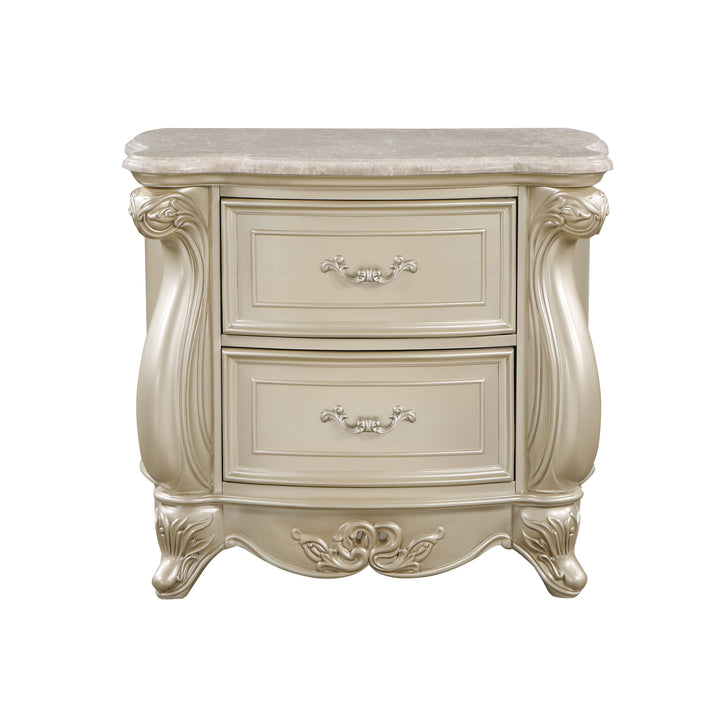 Monique Nightstand W/marble Top-Champagne