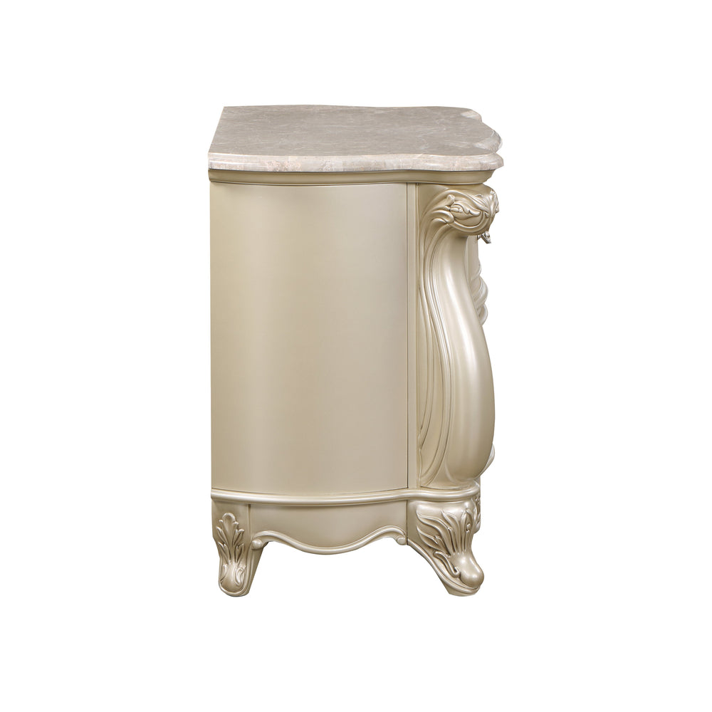 Monique Nightstand W/marble Top-Champagne