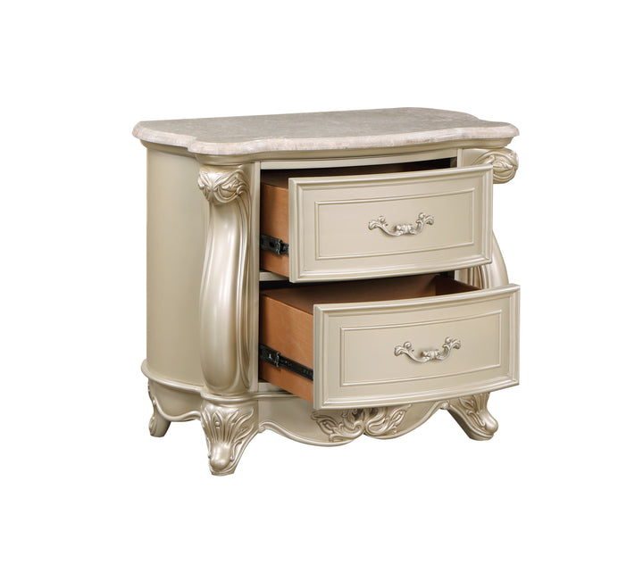 Monique Nightstand W/marble Top-Champagne