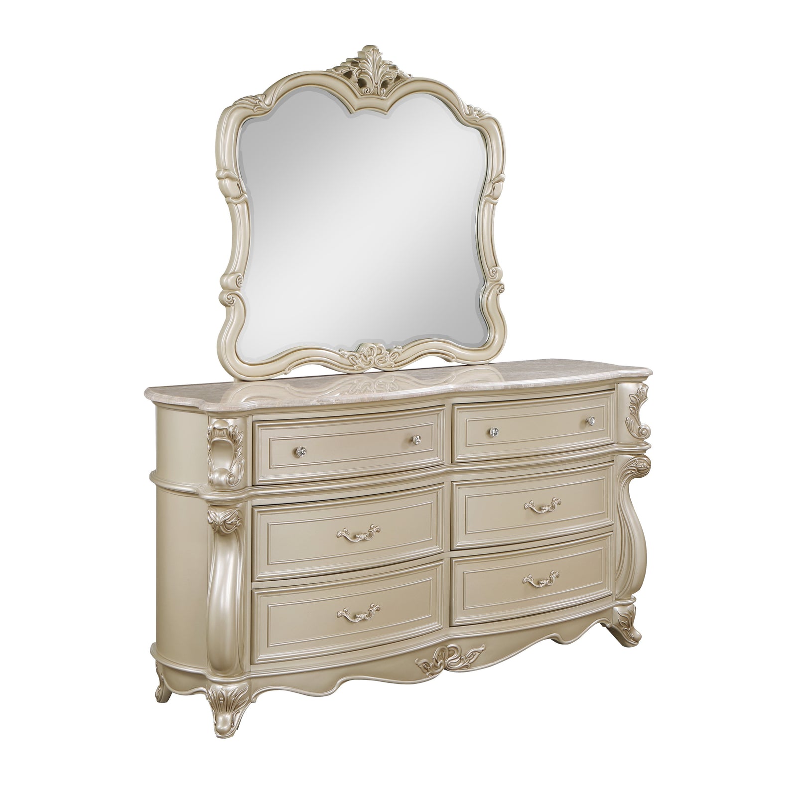 Monique Dresser W/marble Top-Champagne