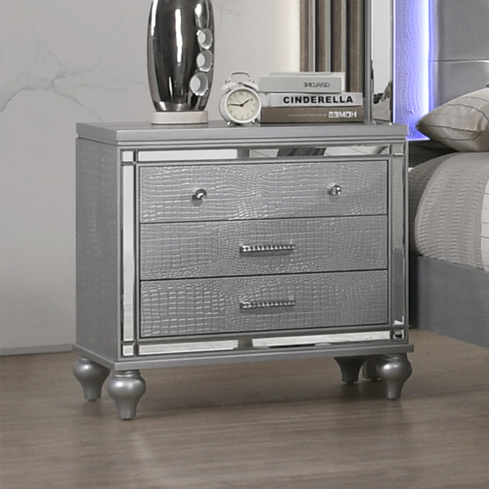 Valentino Nightstand-Silver